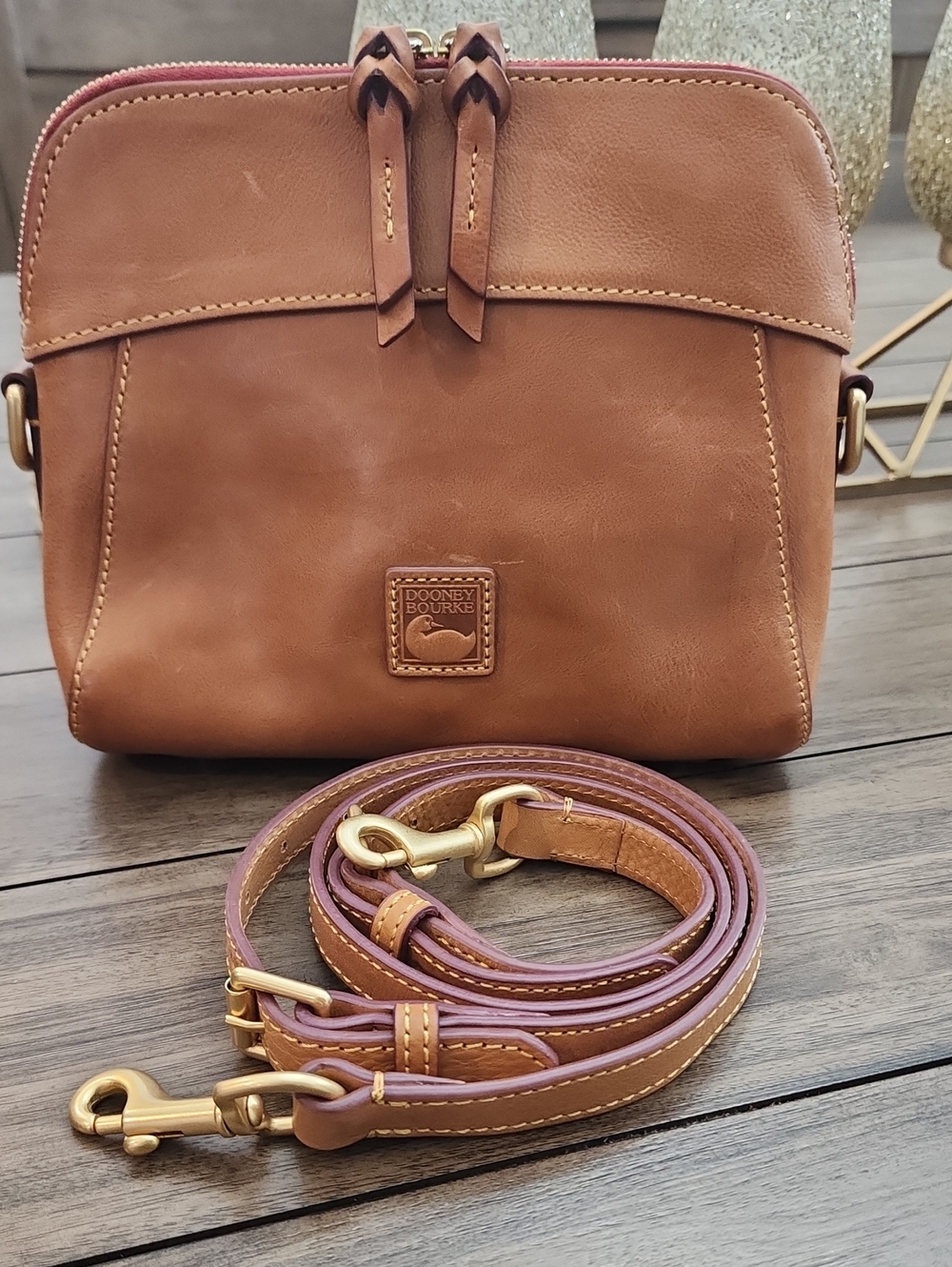 Dooney & Bourke Taupe & Vachetta Leather Vintage Bag